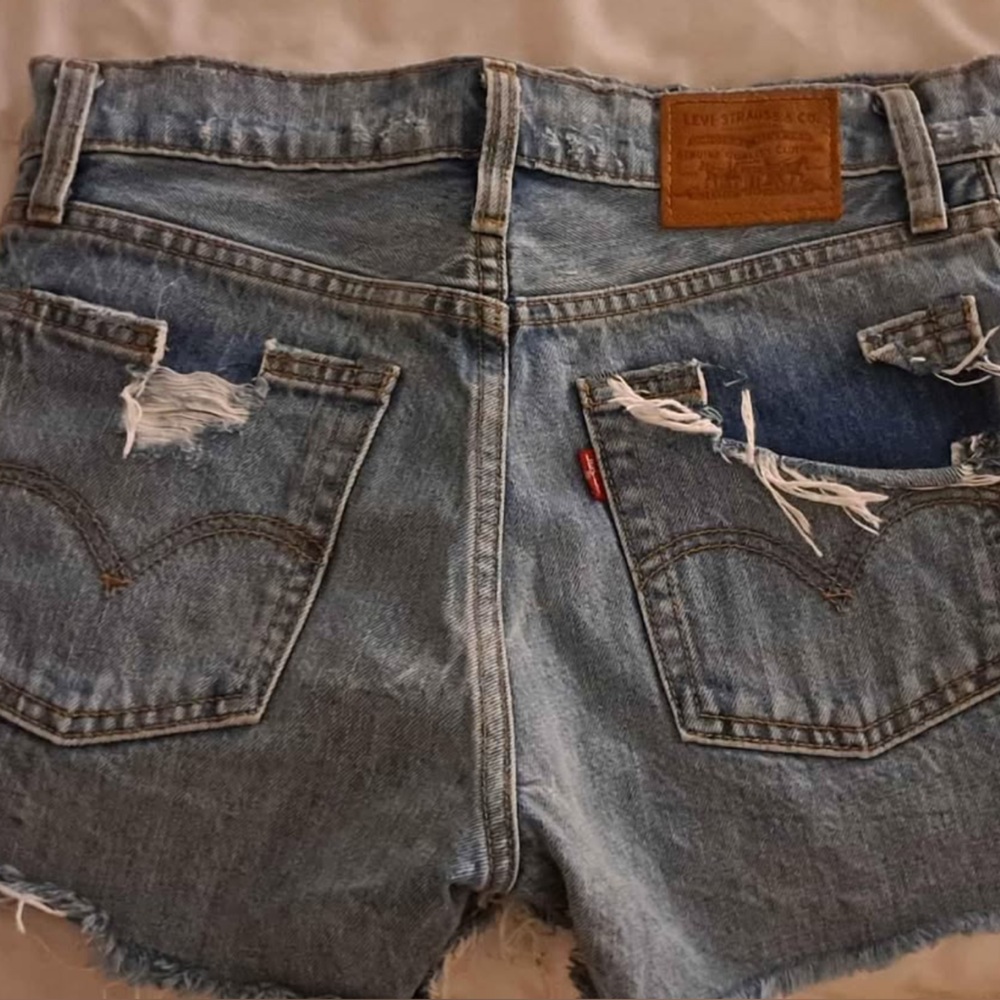 Levi's Women's Light Blue Distressed Shorts